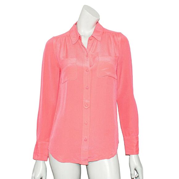 J.Crew Collection Silk Coral Button Down Blouse Size 4 - Picture 1 of 7